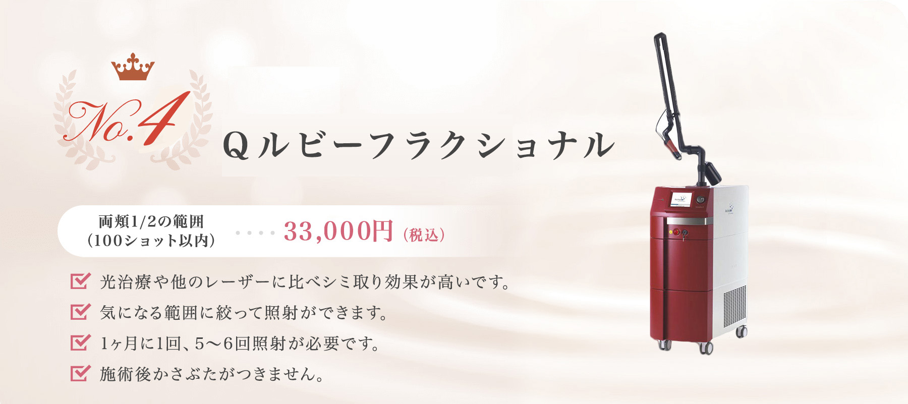熊本かよこクリニックのQルビーフラクショナルのイメージ画像 No.4 Qルビーフラクショナル